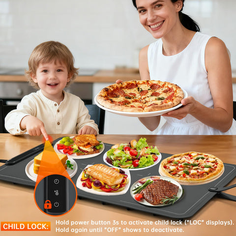 Bomova warming mat includes a child lock for family-friendly use.
