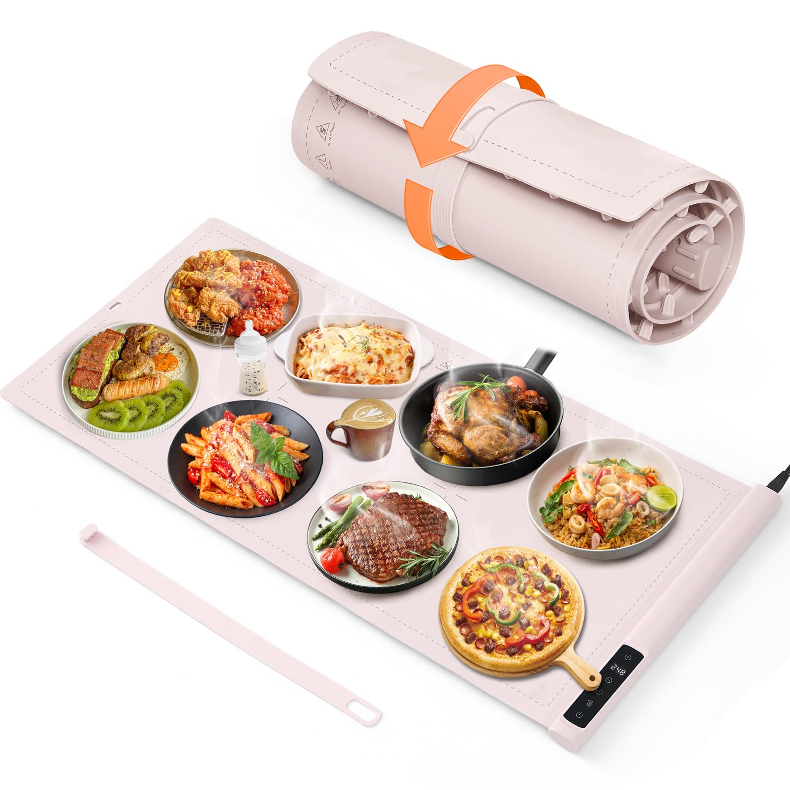Bomova warming mat plates-on-mat keeps meals warm for guests
