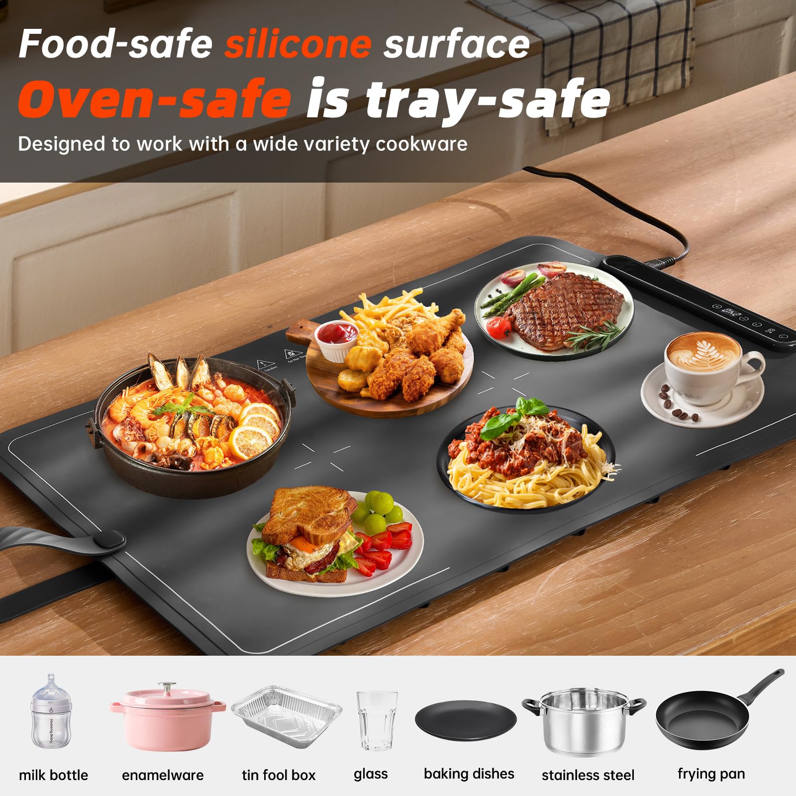 Bomova warming mat portable design fits compact kitchens and dorm rooms.