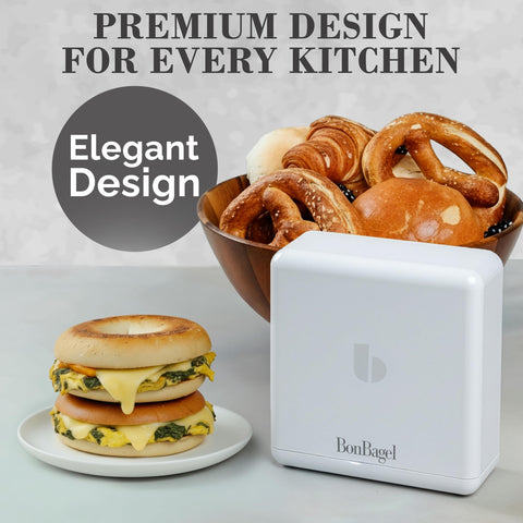 BonBagel compact 7-inch design saves counter and drawer space.