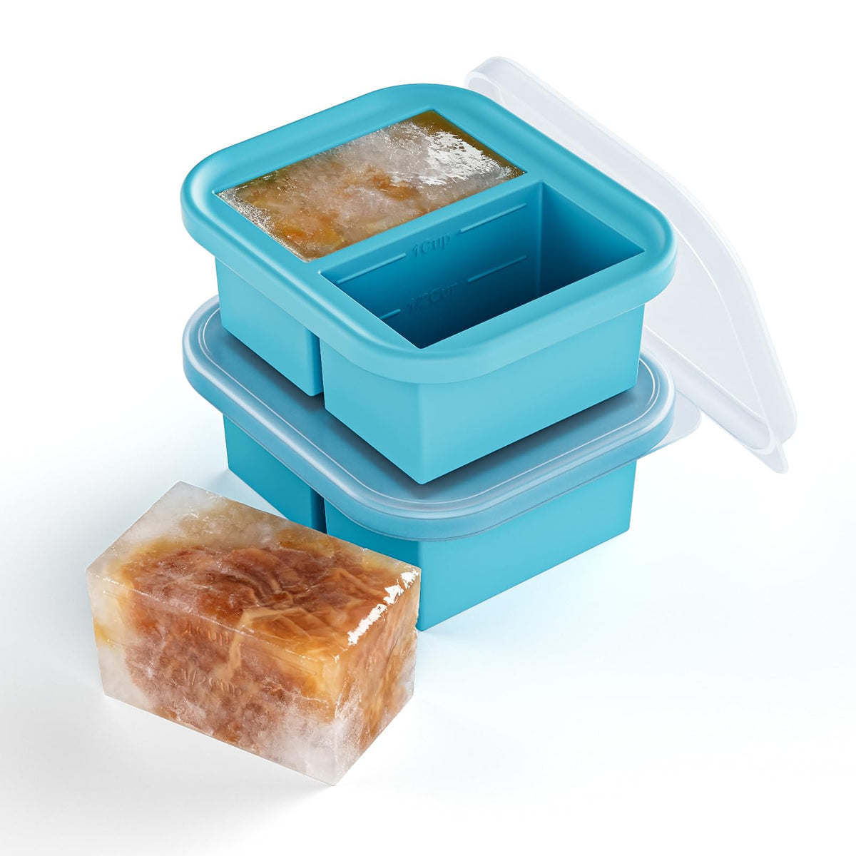Bongpuda 1cup silicone freezer tray with lid for portioned meals