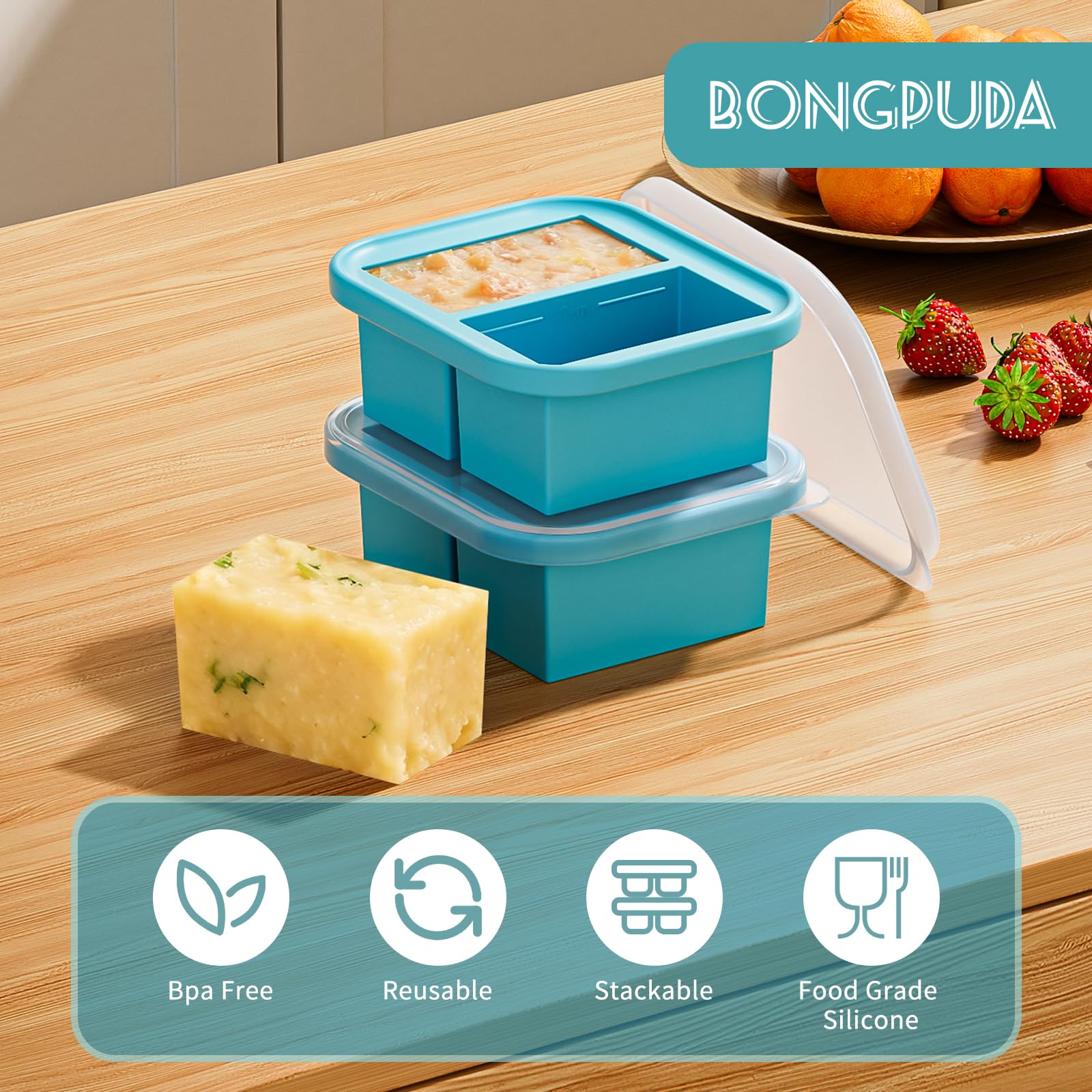 Bongpuda meal-prep freezer tray ideal for soups, sauces, leftovers