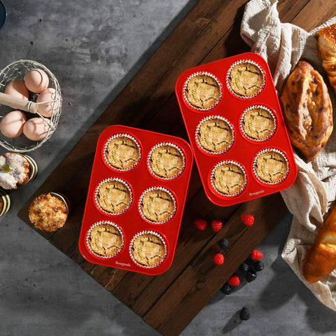 Bongpuda muffin pan shown in dishwasher-safe cleanup setup.