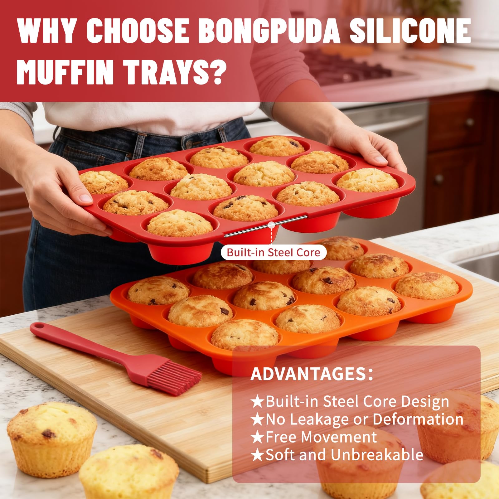 Bongpuda non-stick surface enables easy release and quick cleanup after baking.
