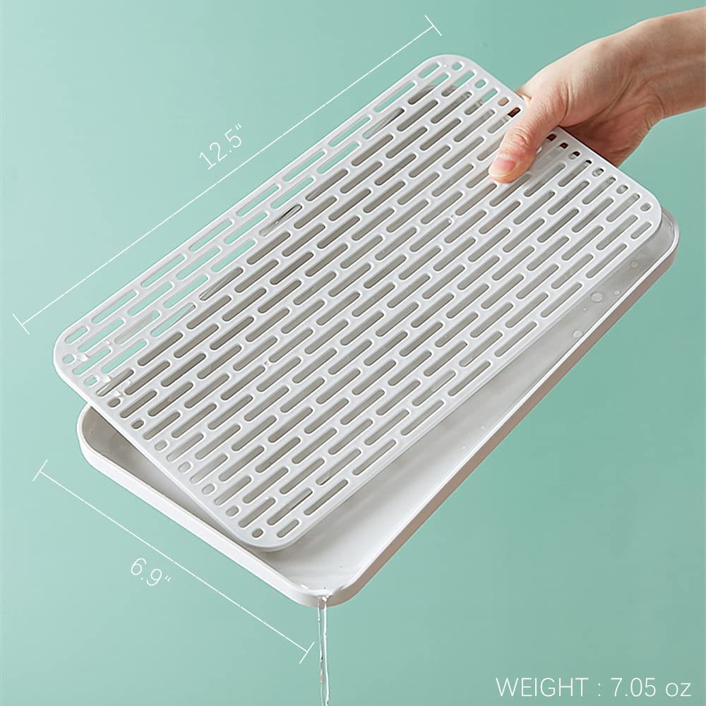 Bonilve white and grey dish drying mat absorbs moisture after washing.