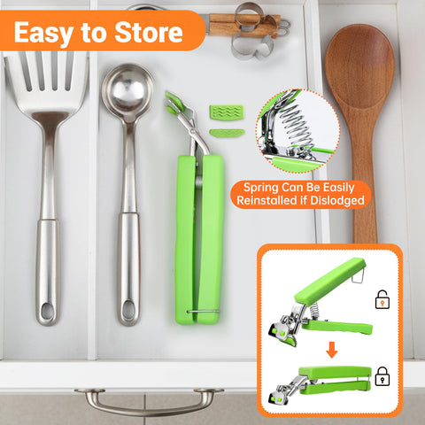 Bonison plate holder tongs provide 8-inch capacity for hot cookware