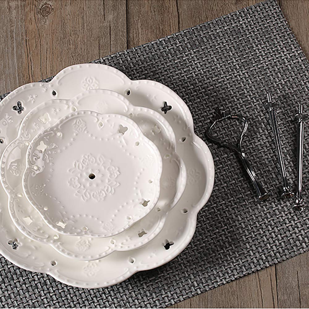 BonNoces wavy-edge tiered stand enhances table decor.