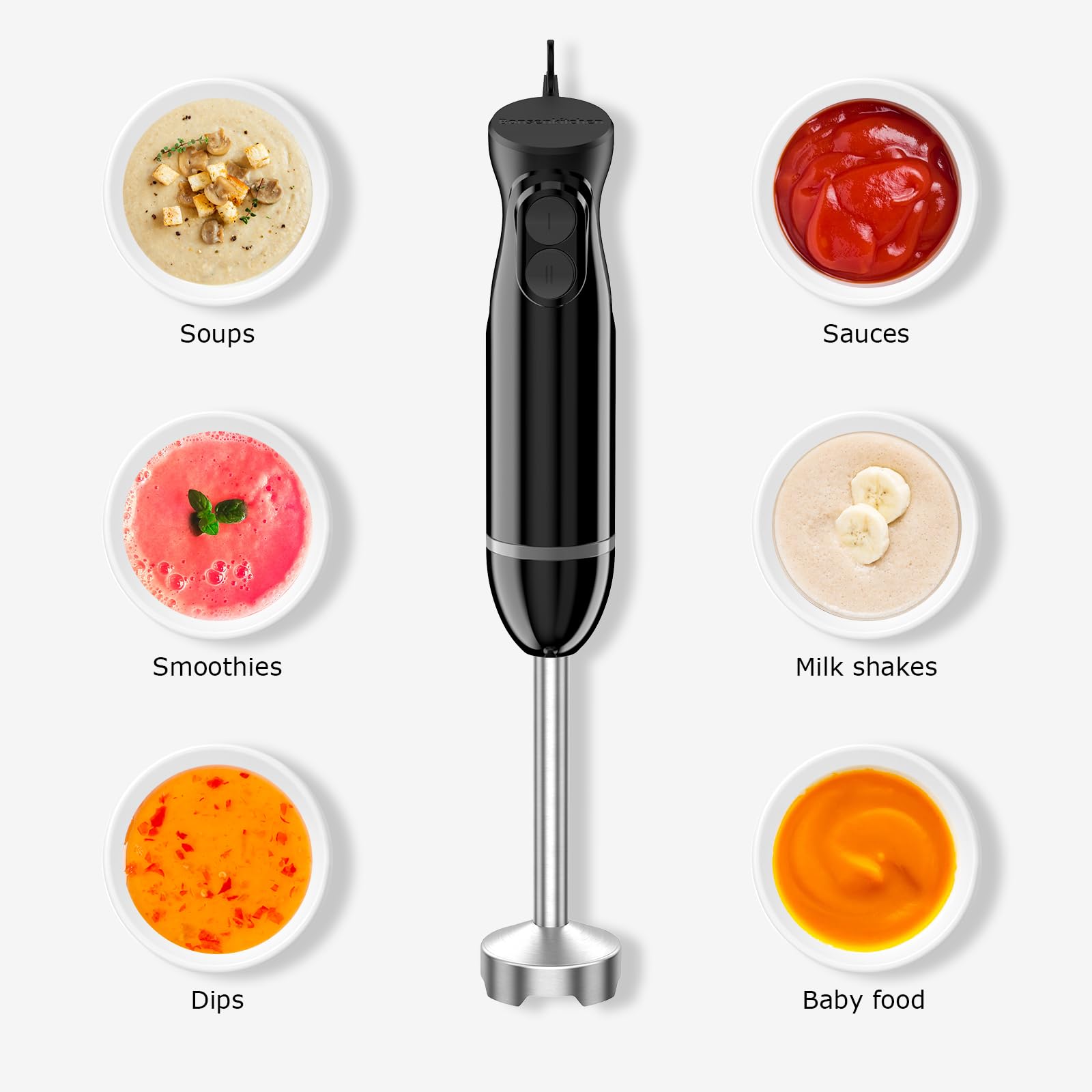 Bonsenkitchen 300W motor delivers smooth blends for sauces and purees.