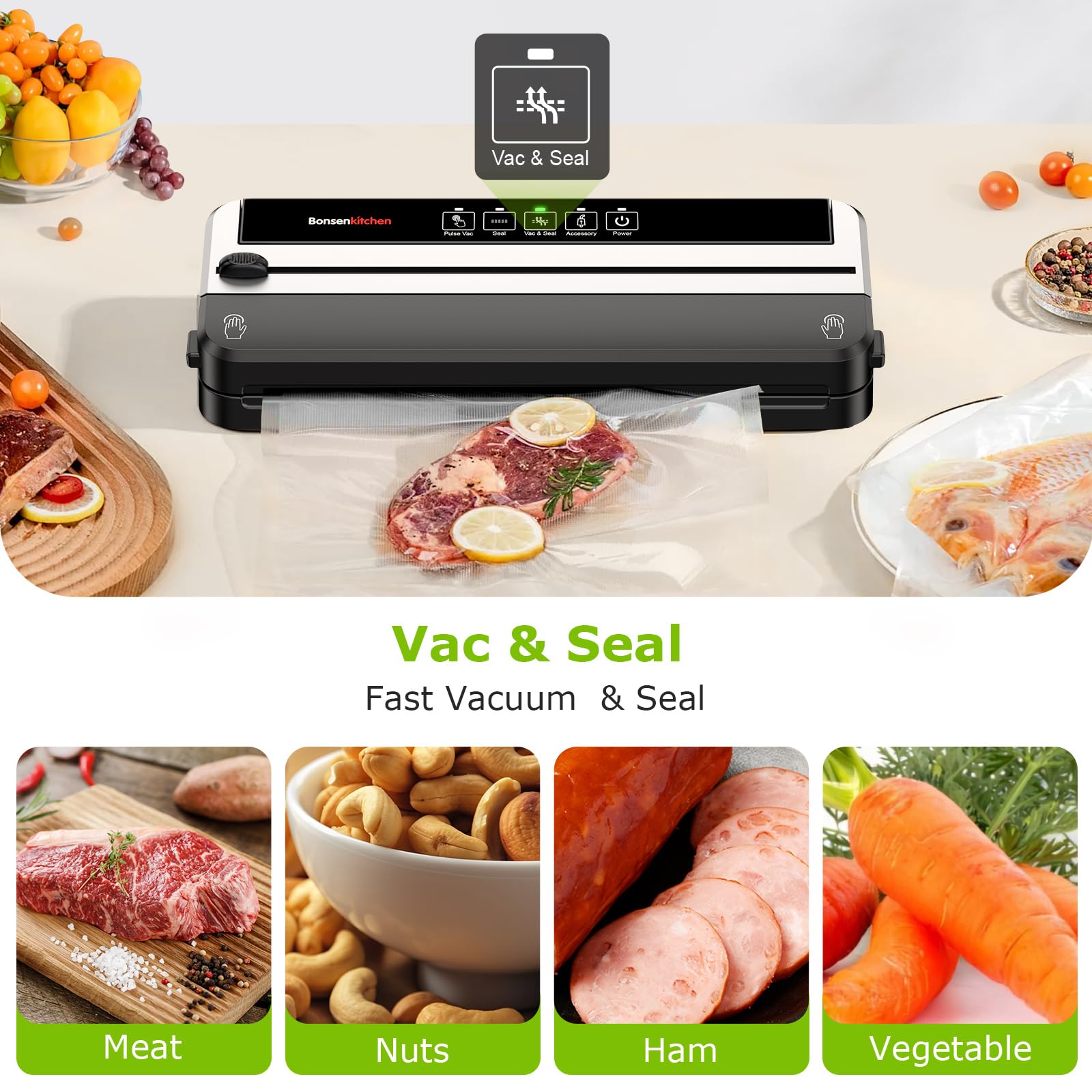 Bonsenkitchen 4-modes control panel enabling precise sealing settings