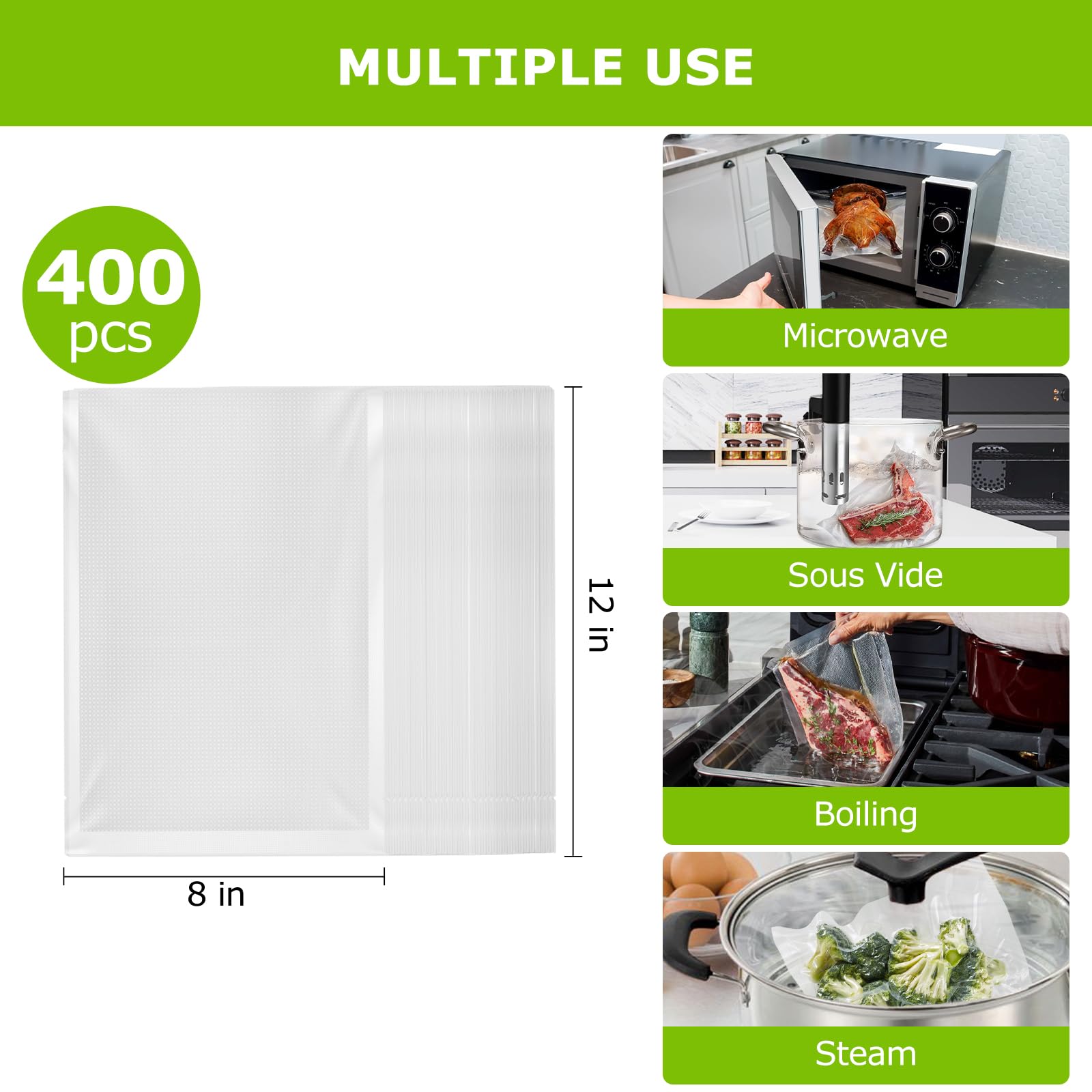 Bonsenkitchen 400-quart bags ideal for bulk prep and portions.