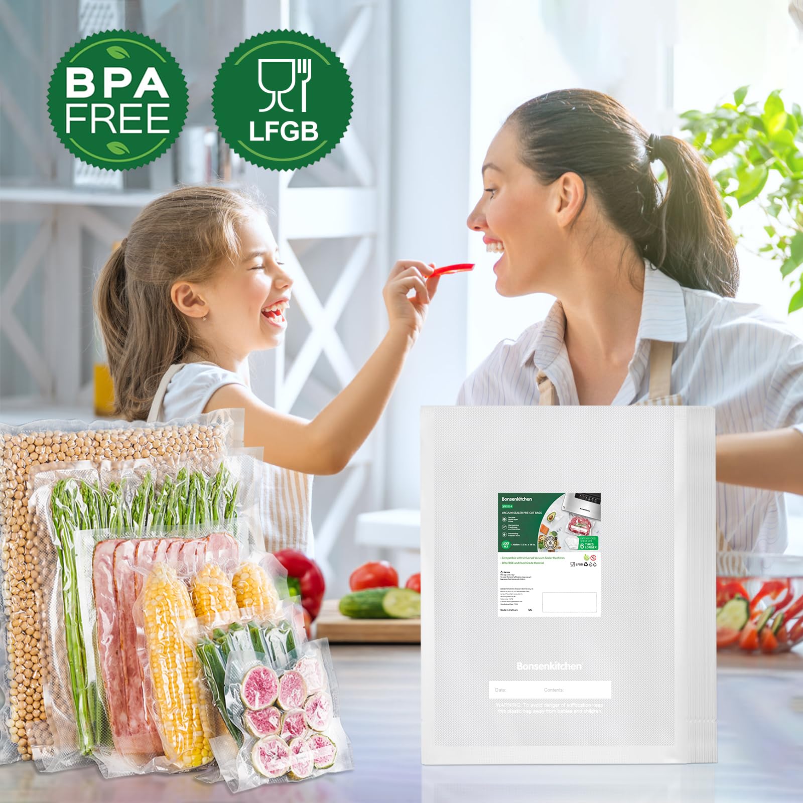 Bonsenkitchen airtight seals prevent freezer burn during long storage.