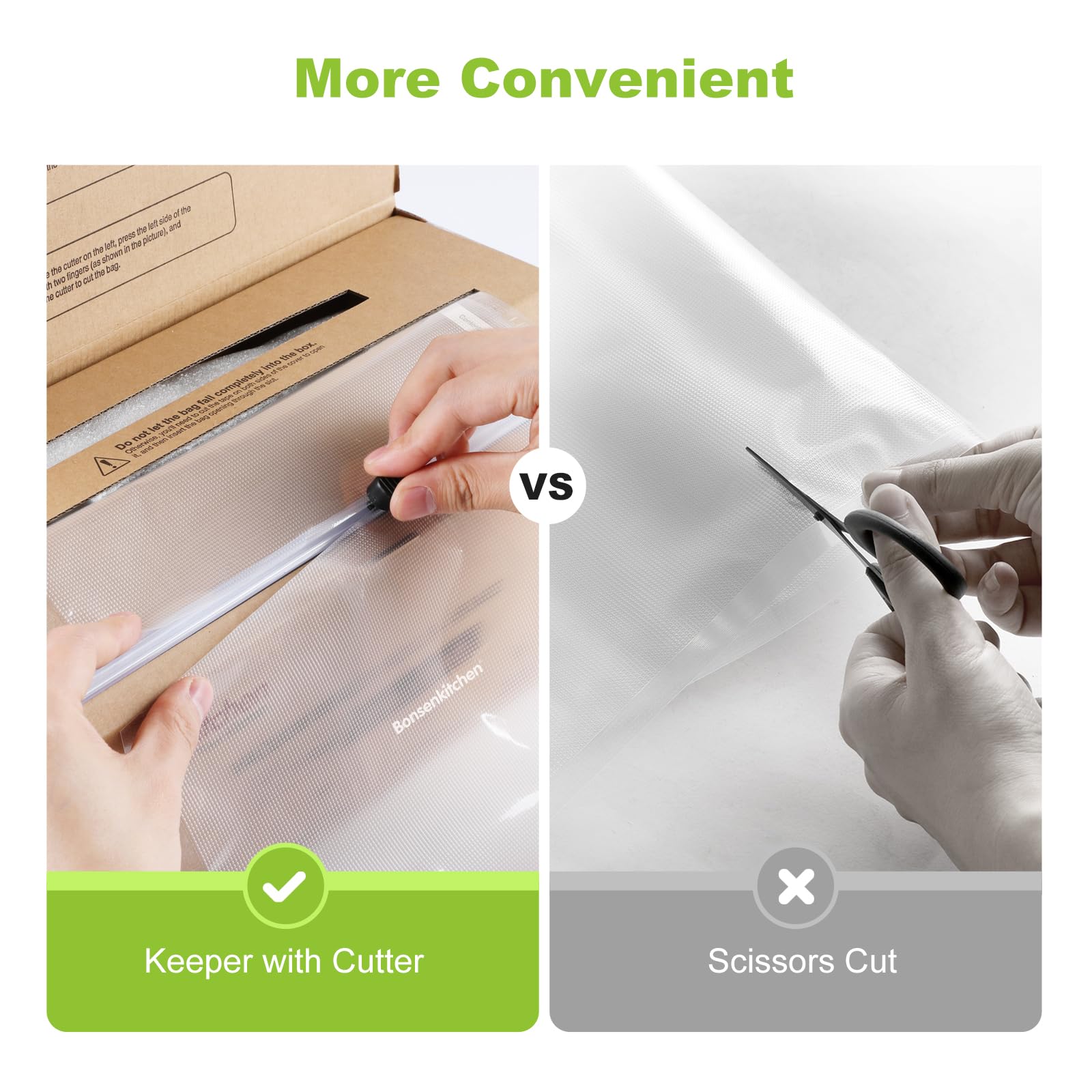 Bonsenkitchen BPA-free commercial-grade bags ensure safe food storage.