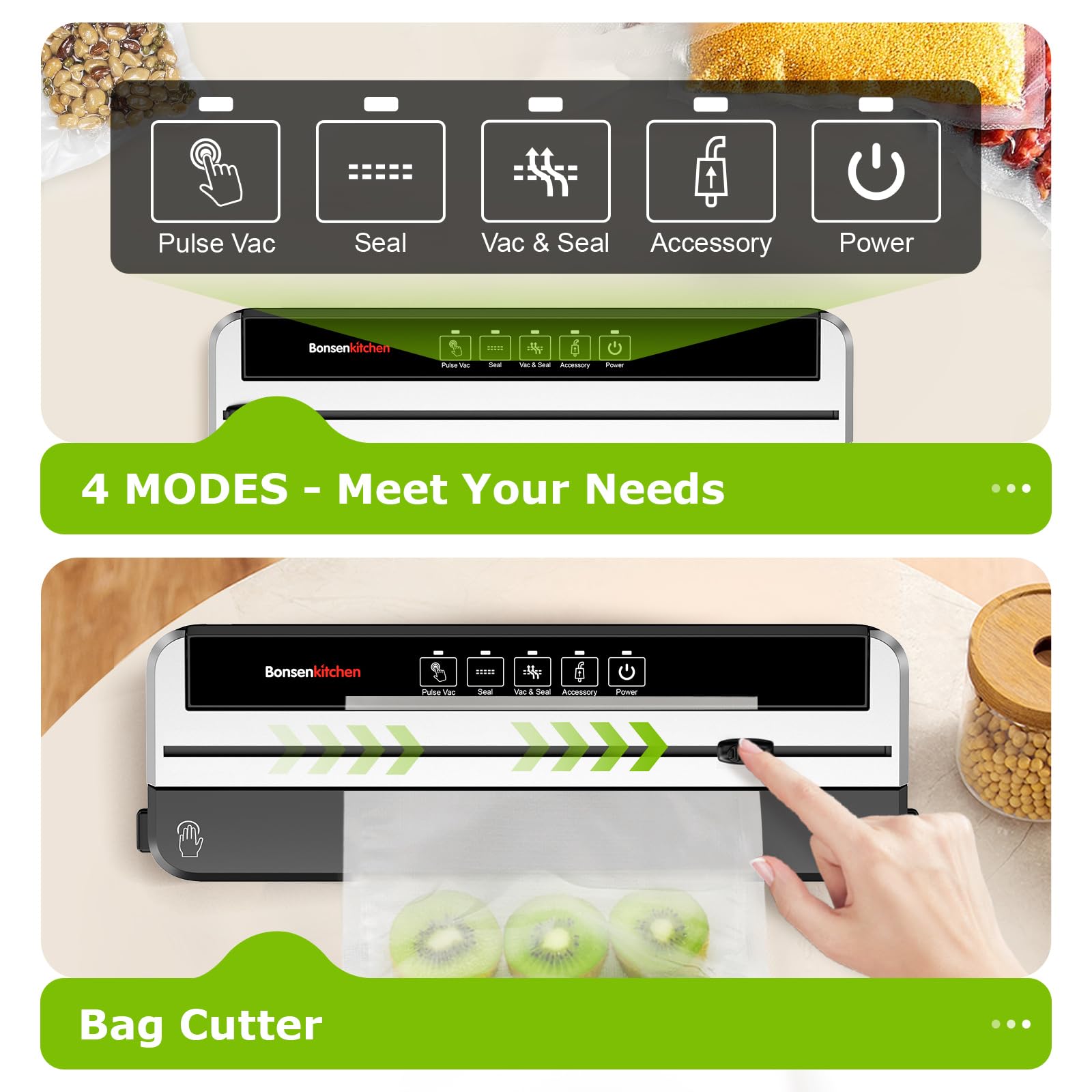 Bonsenkitchen built-in cutter with external suction for versatile sealing