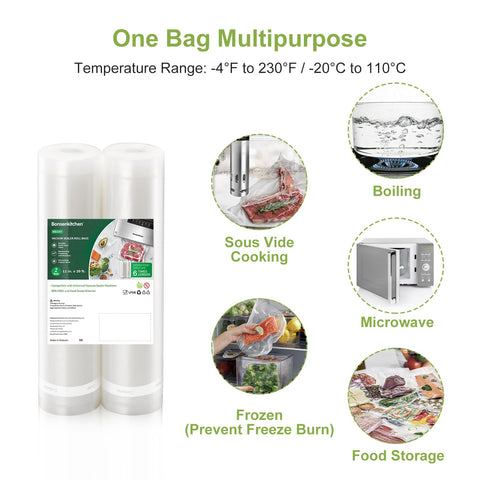 Bonsenkitchen commercial-grade vacuum bags with embossed channels for a strong seal