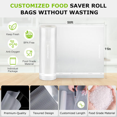 Bonsenkitchen bags compatible with major brand sealers for versatile sizing.