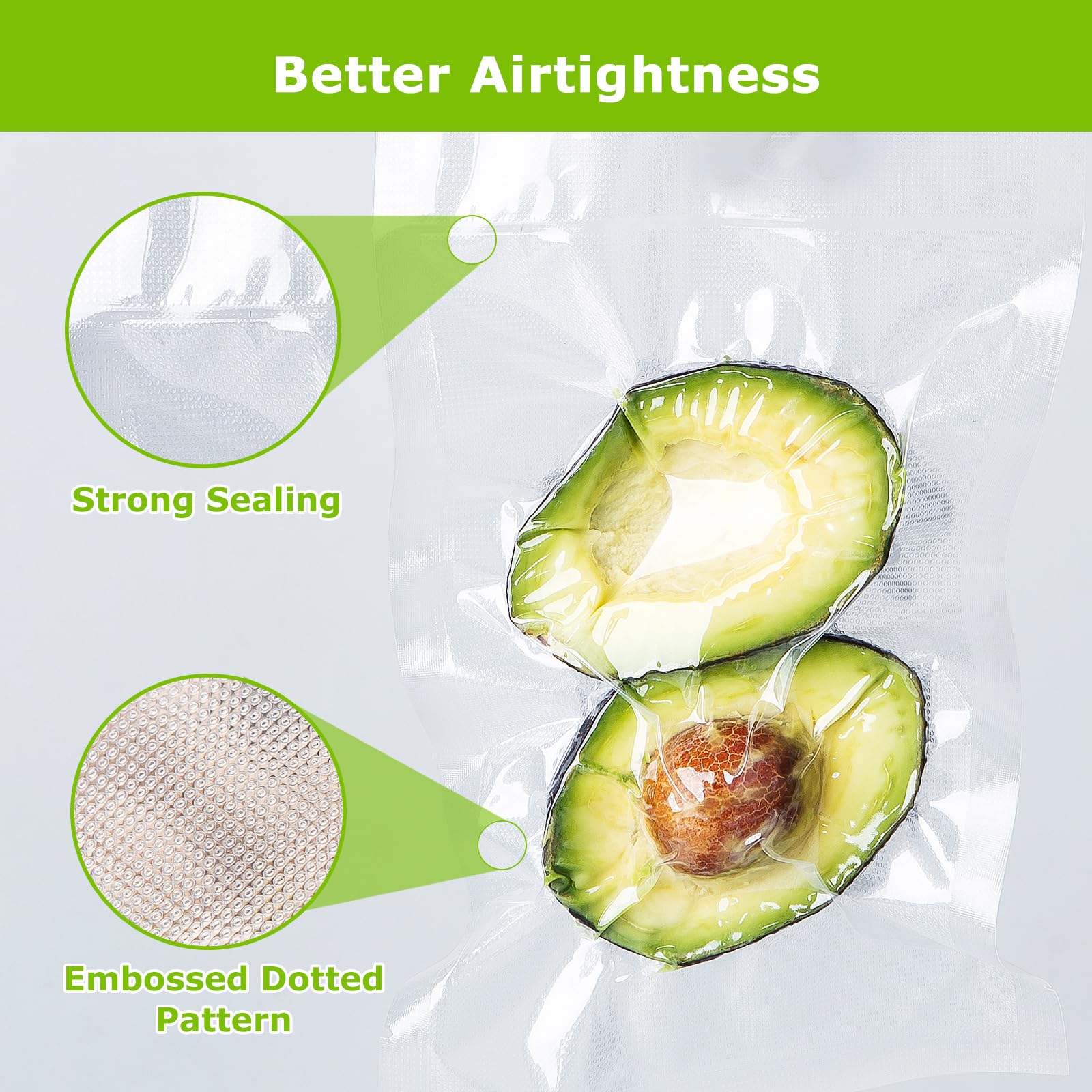 Bonsenkitchen bags with deeper air channels enabling strong seals to lock in moisture.