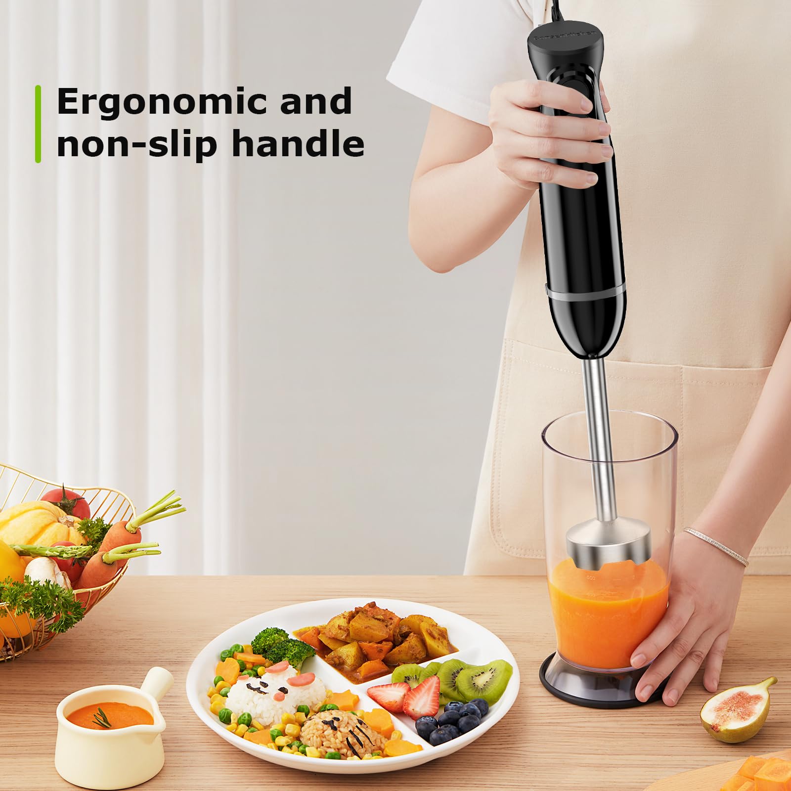 Bonsenkitchen dishwasher-safe blades simplify cleanup after blending.