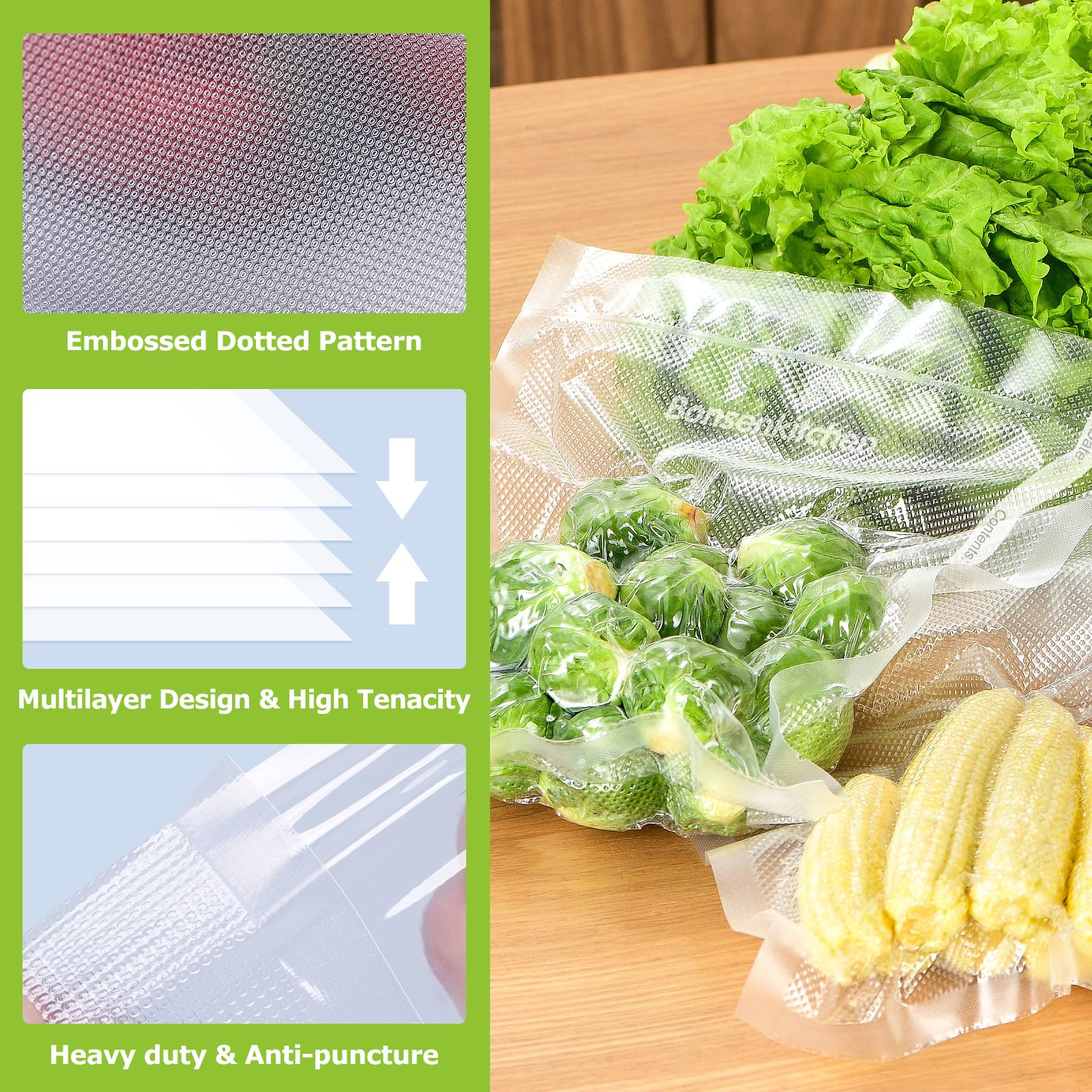 Bonsenkitchen easy-cut, easy-seal bags simplify prep and portion control