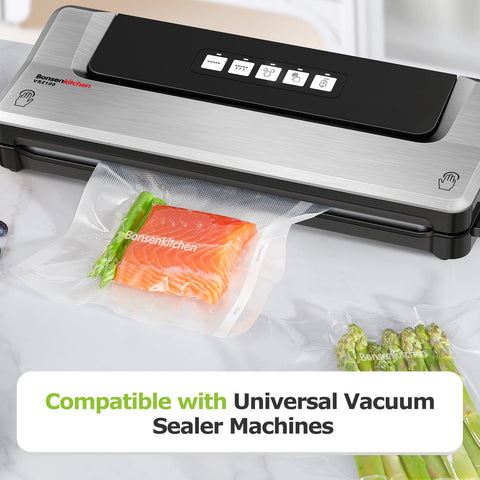 Embossed air-removal channels maximize freshness and seal quality.