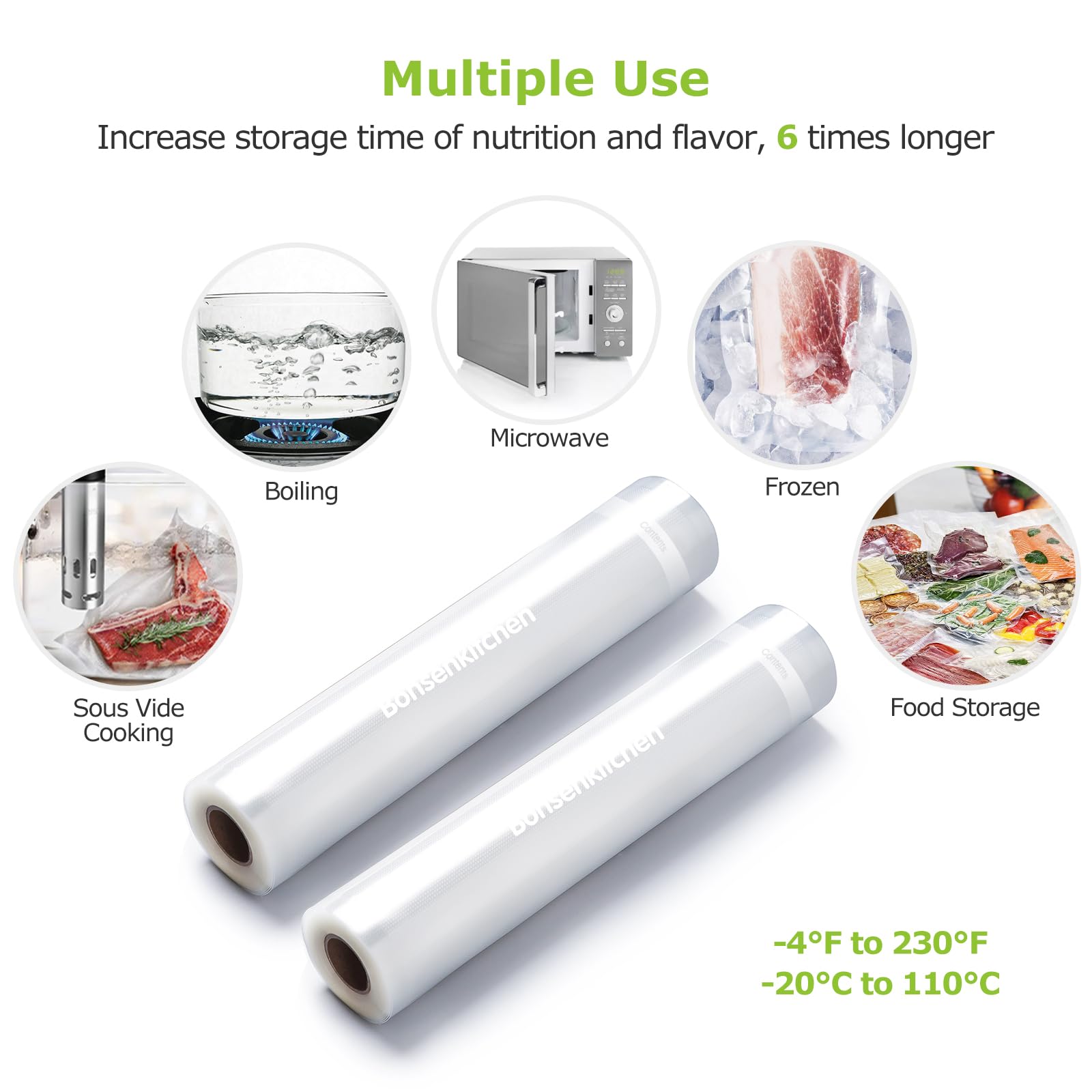 Heavy-duty commercial-grade Bags protect contents and prevent freezer burn.
