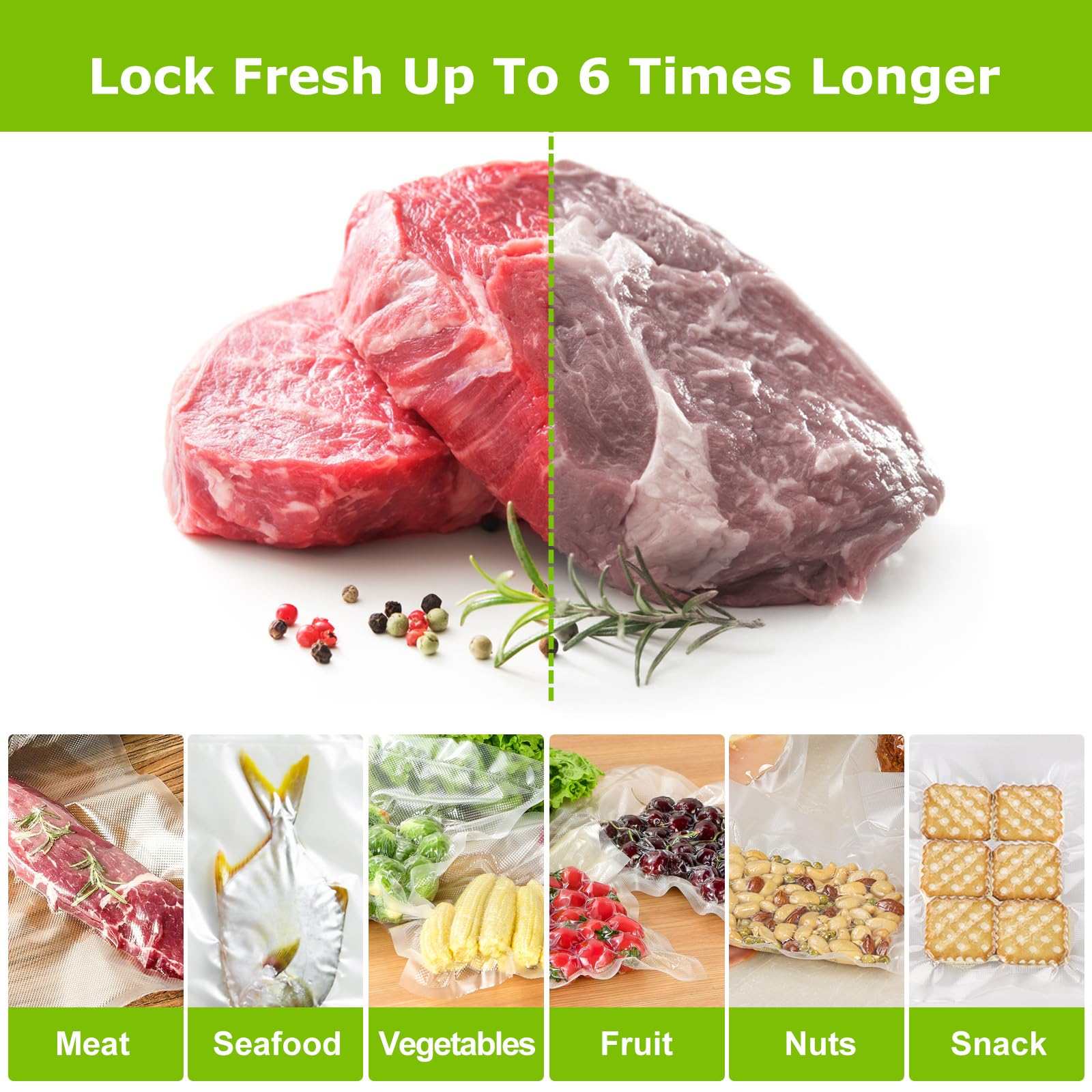 Bonsenkitchen bags help reduce freezer burn and extend food storage life.