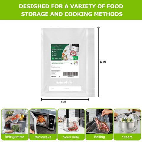 Bonsenkitchen microwave-freezer safe bags support versatile storage and reheating.