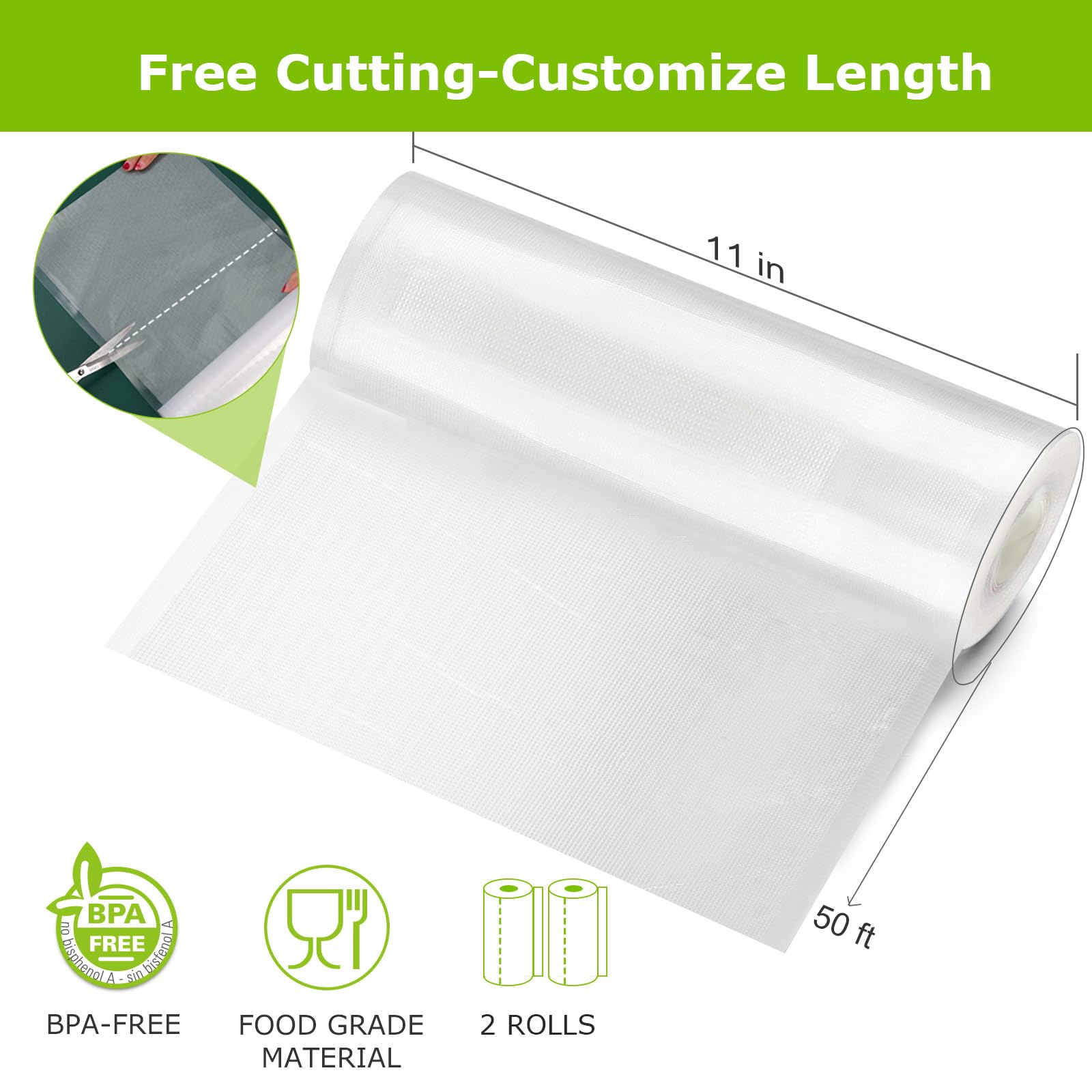 Bonsenkitchen rolls compatible with all vacuum sealers for quick bag creation.