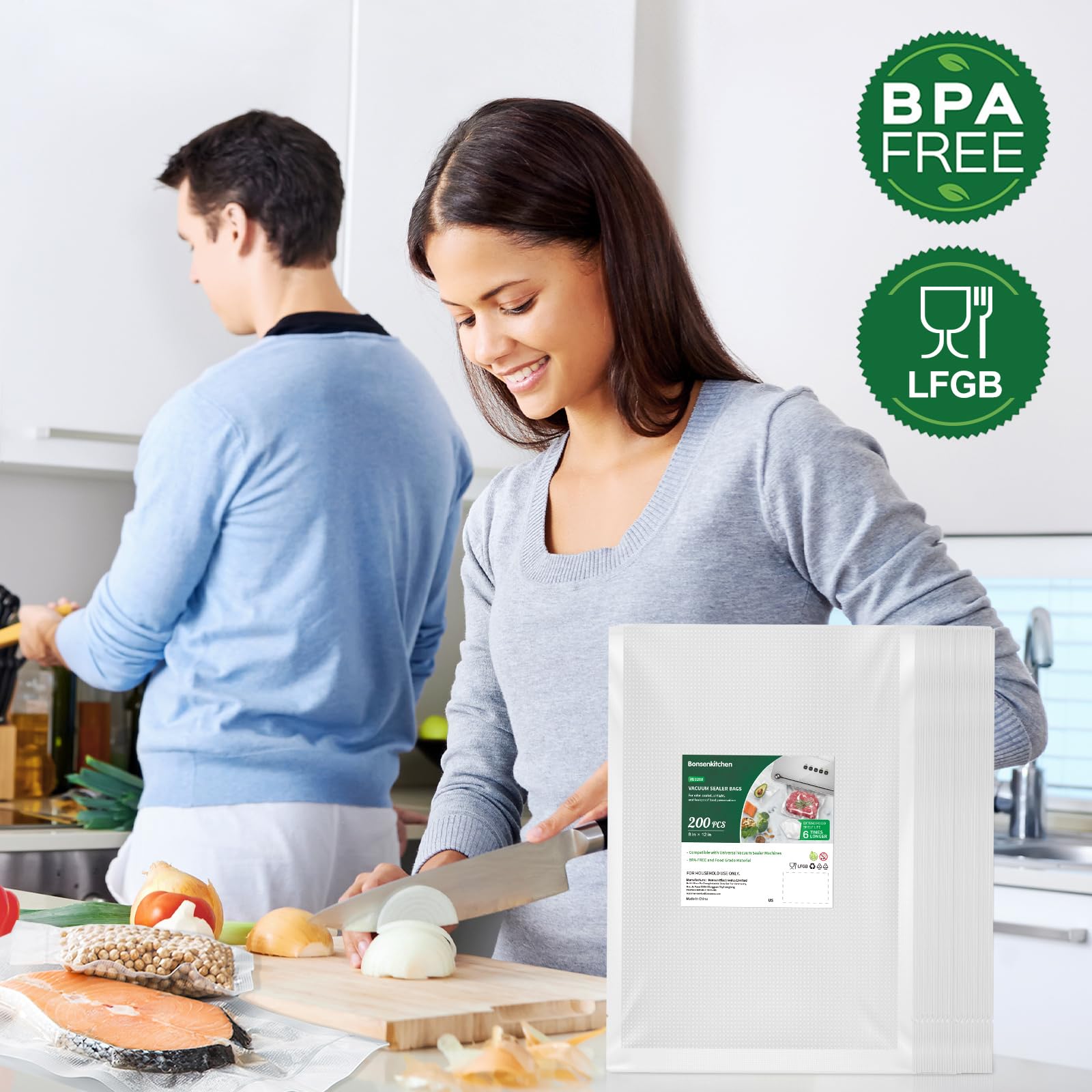 Bonsenkitchen sous vide bags withstand cooking up to 195 F for precise at-home results
