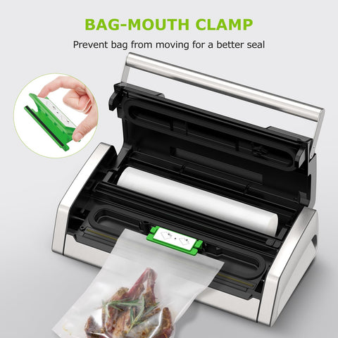 Bonsenkitchen vacuum sealer 3.3mm heating strip forms strong seals on moist foods