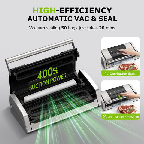 Bonsenkitchen vacuum sealer bag storage roll slot keeps prep organized during meal planning