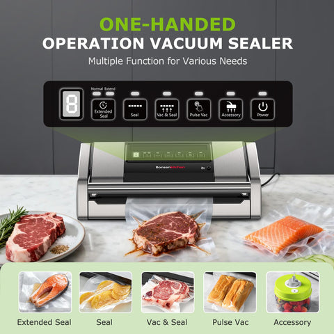 Bonsenkitchen vacuum sealer built-in cutter highlights convenient bag trimming and precise setup