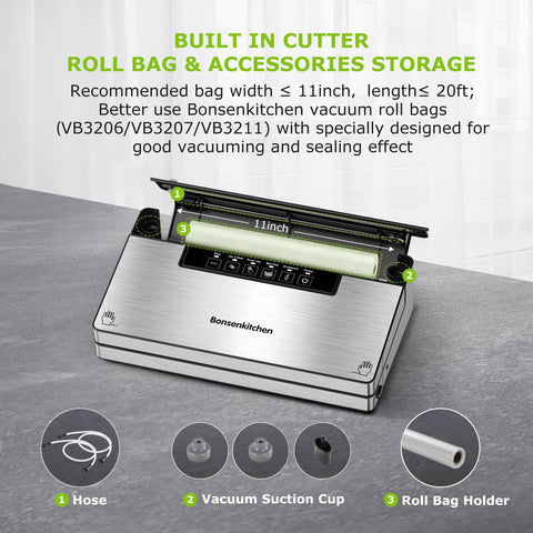 Built-in cutter extended for easy bag sizing