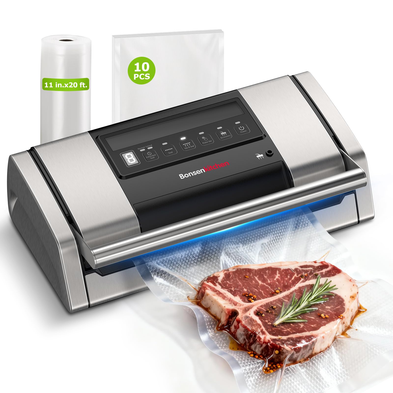 Bonsenkitchen vacuum sealer compact design for space-saving storage and quick sealing
