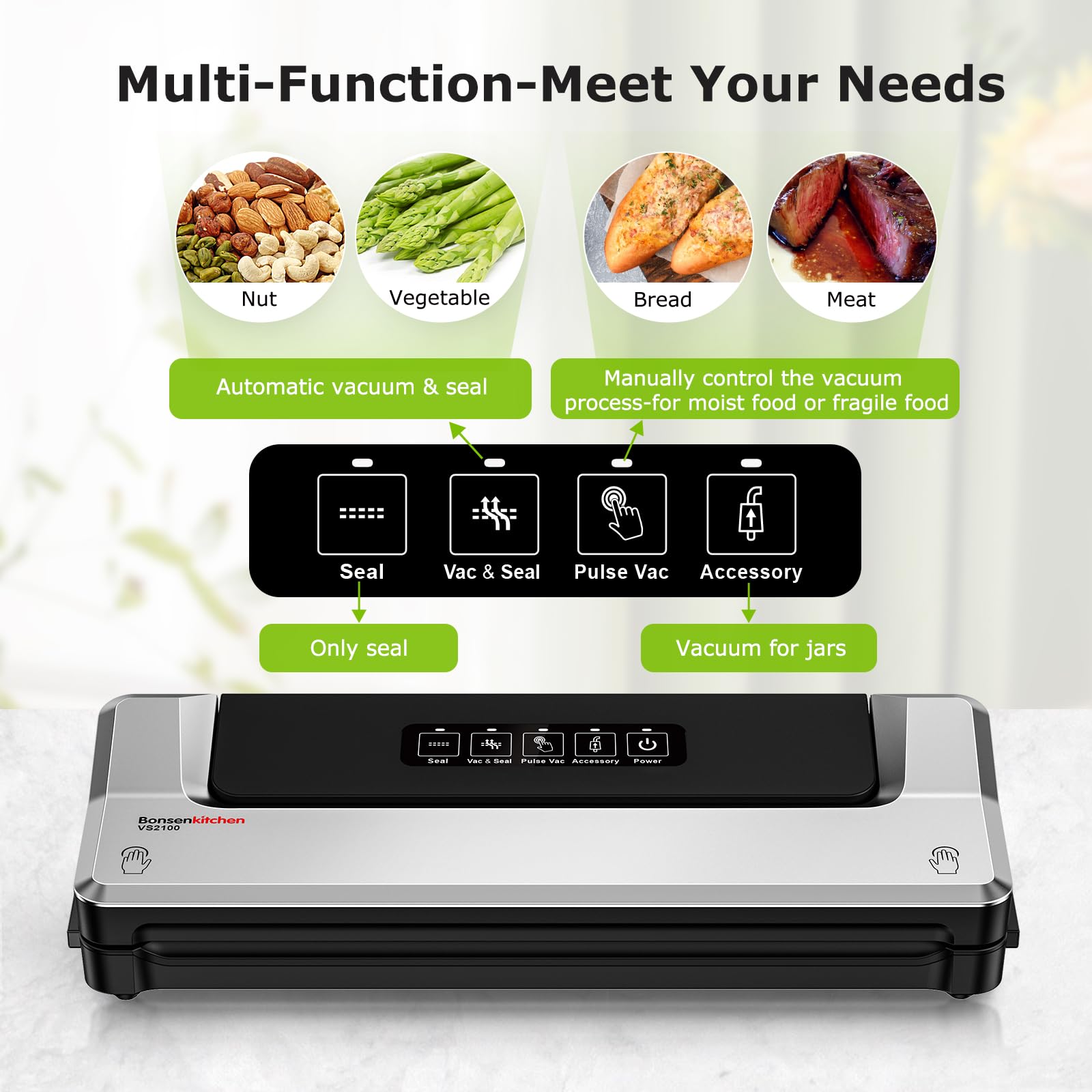 Bonsenkitchen compact-design sealer shown on counter for space saving.