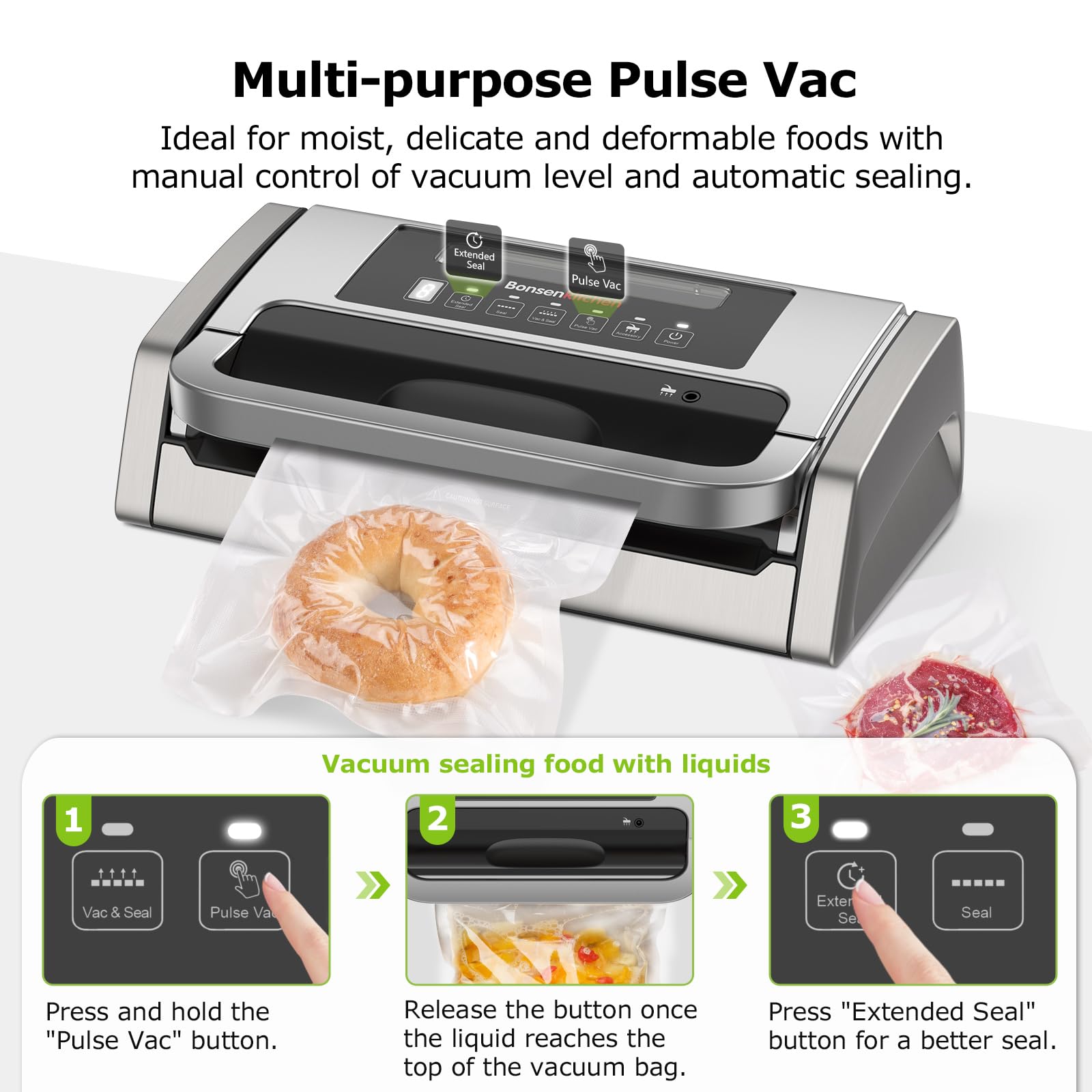 Bonsenkitchen easy-lock handle operation image shows one-handed, effortless sealing in busy kitchens.