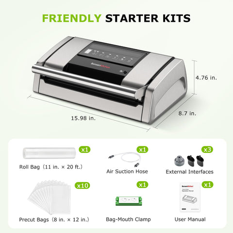 Bonsenkitchen vacuum sealer ideal for meat, seafood, produce, and nuts