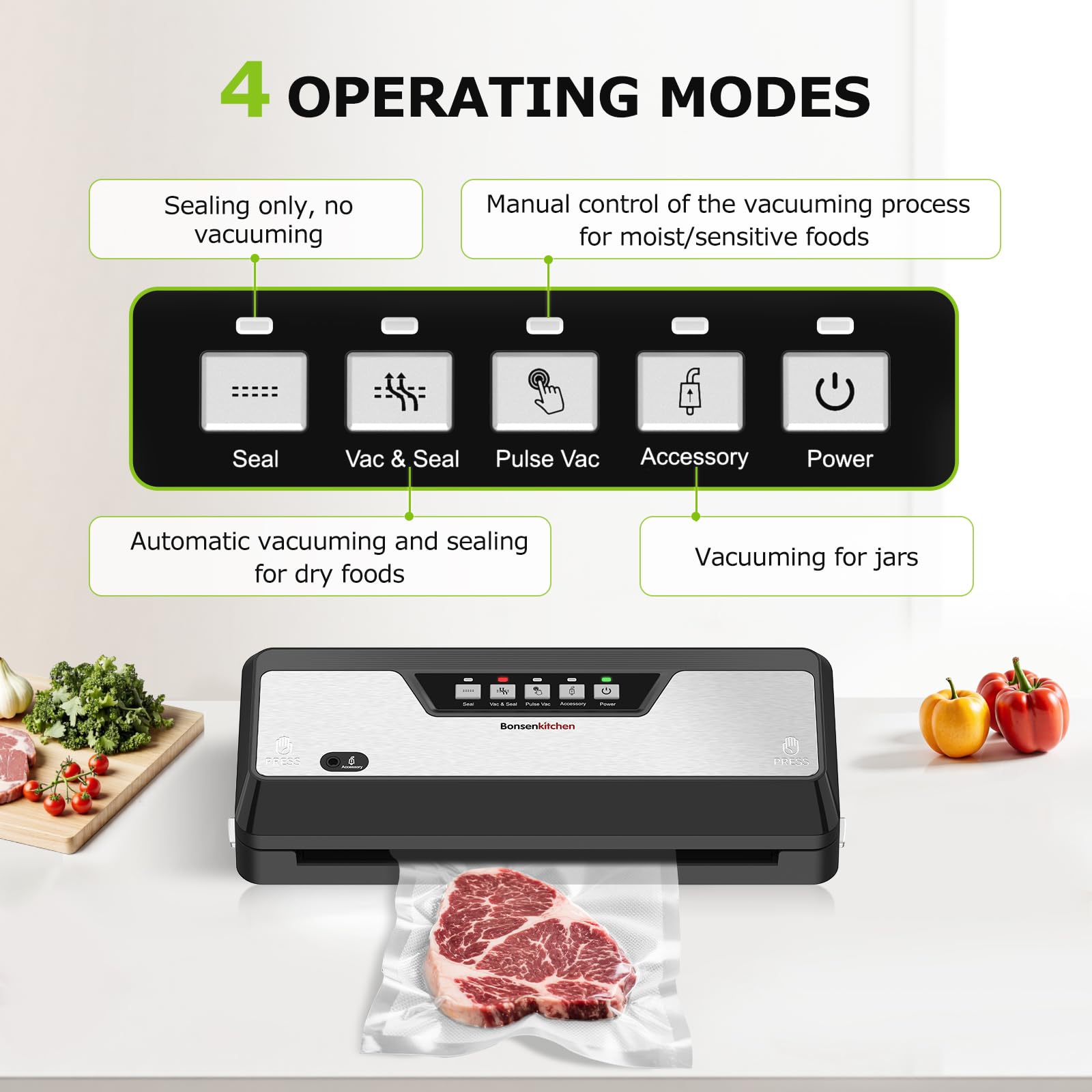 Bonsenkitchen sealer showing roll storage slot for organized meal prep.