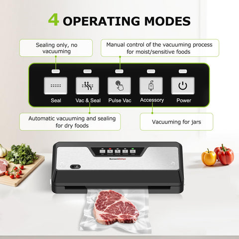 Bonsenkitchen sealer showing roll storage slot for organized meal prep.