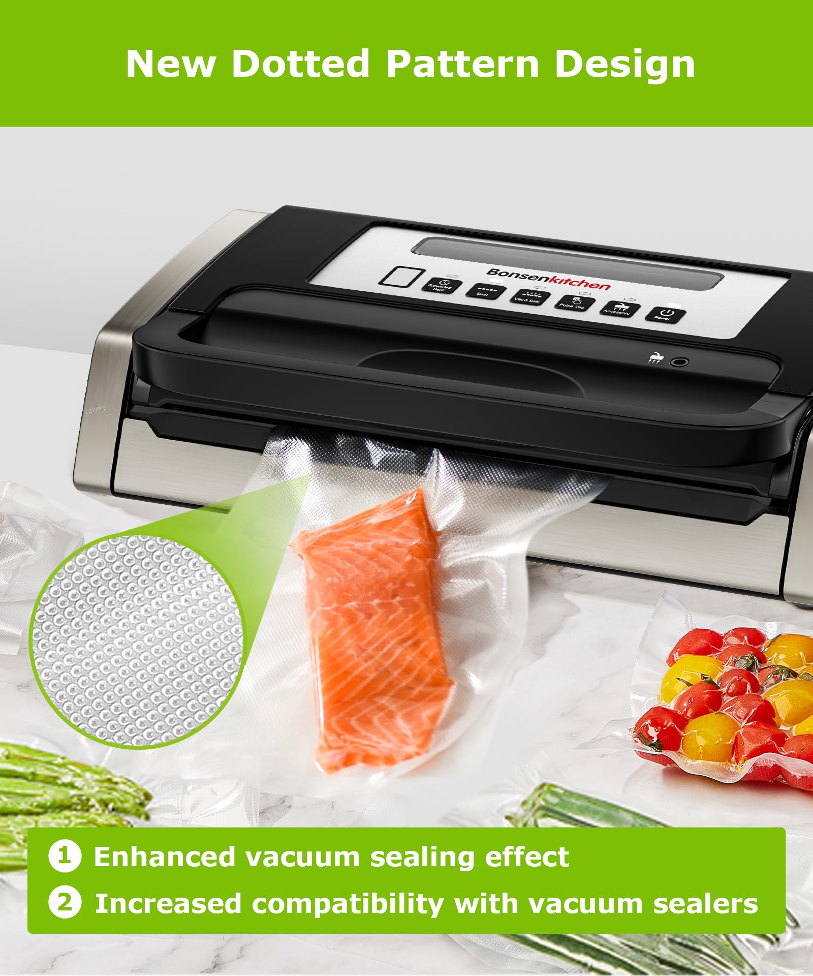 Bonsenkitchen VB20 BPA-free material preserves freshness safely.
