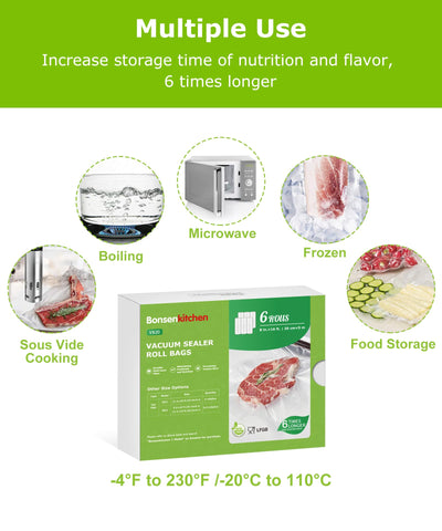Bonsenkitchen VB20 microwave-safe bags suitable for reheating and storage.