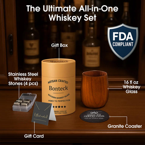 Bonteck gift set premium packaging highlights ready-to-gift bourbon experience.
