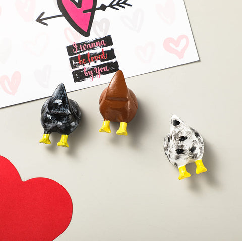 Bonuci chicken butt magnet in green decorates cabinets and whiteboards