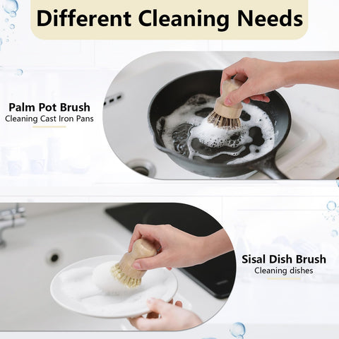BonumVita palm dish scrub brush for tougher grease on pots and pans