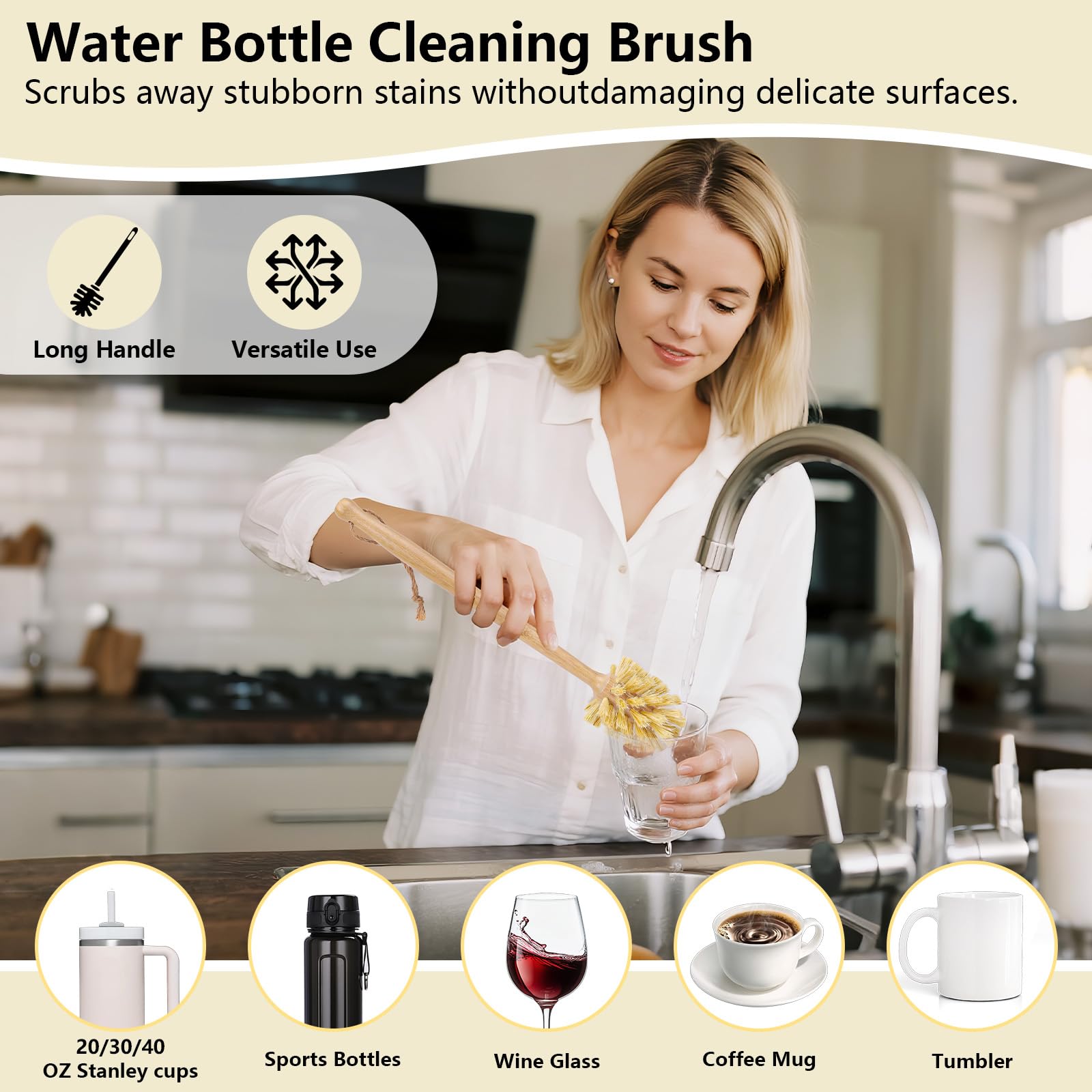 BonumVita replacement-head dish brush for quick refresh and reuse