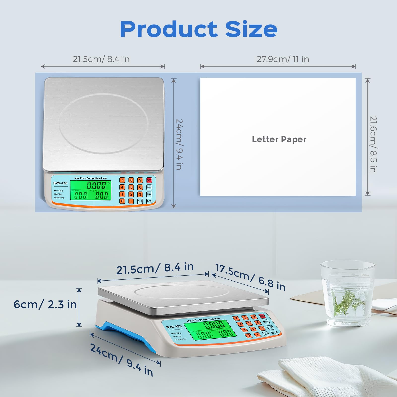 Bonvoisin scale powered by batteries and adapter for flexible use