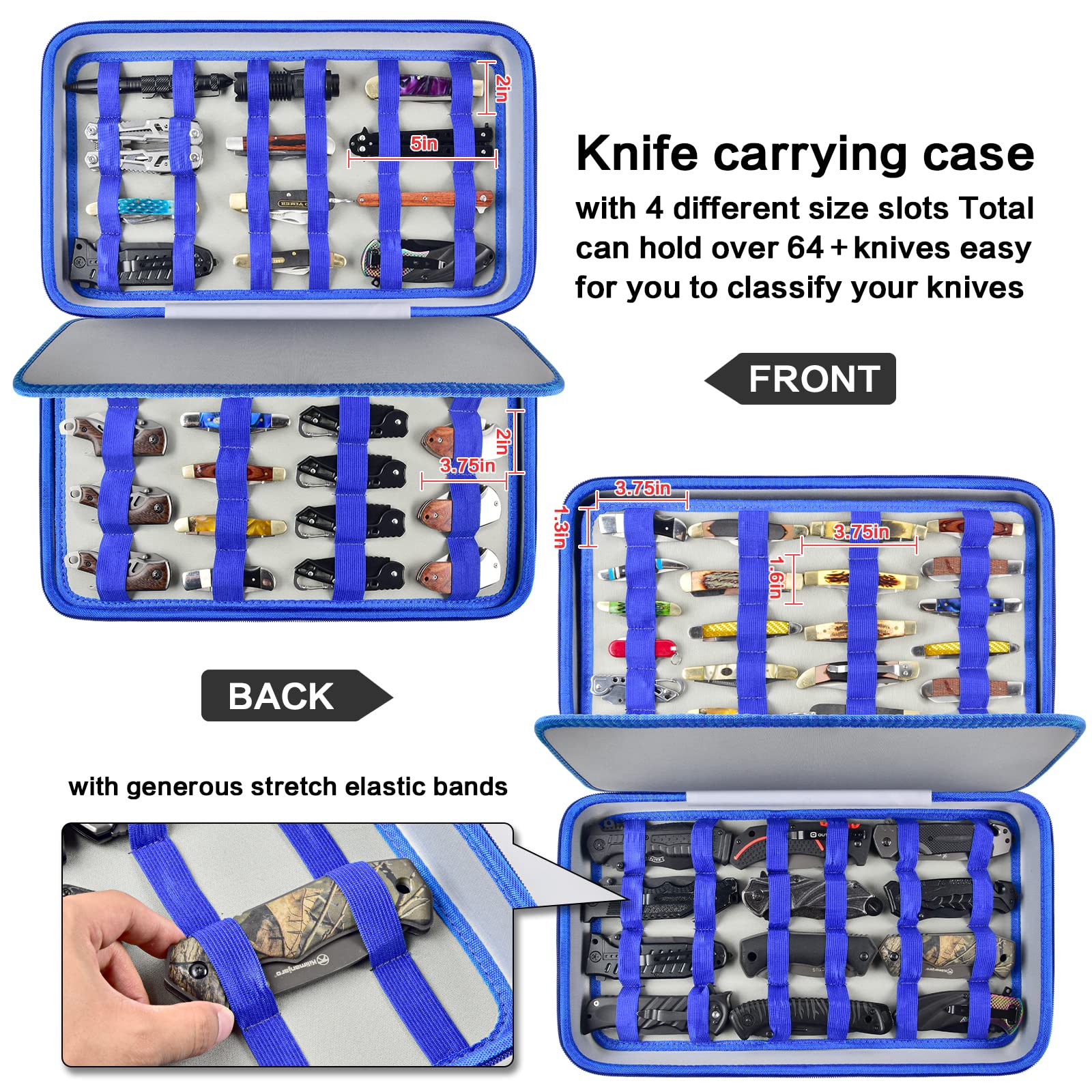 Boobowl blue case open showing 88 slots for blade organization