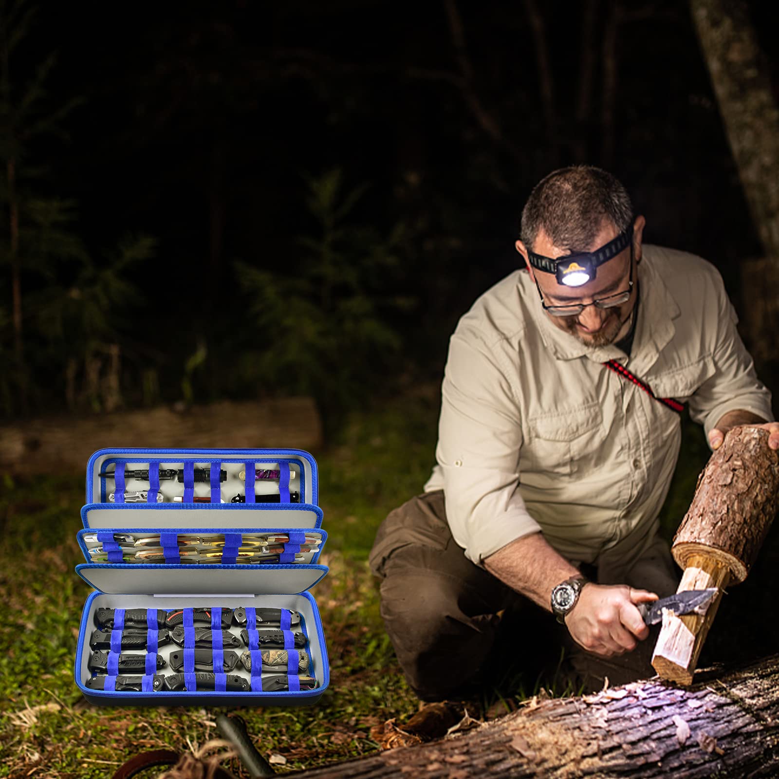 Boobowl blue knife case, travel-friendly and compact