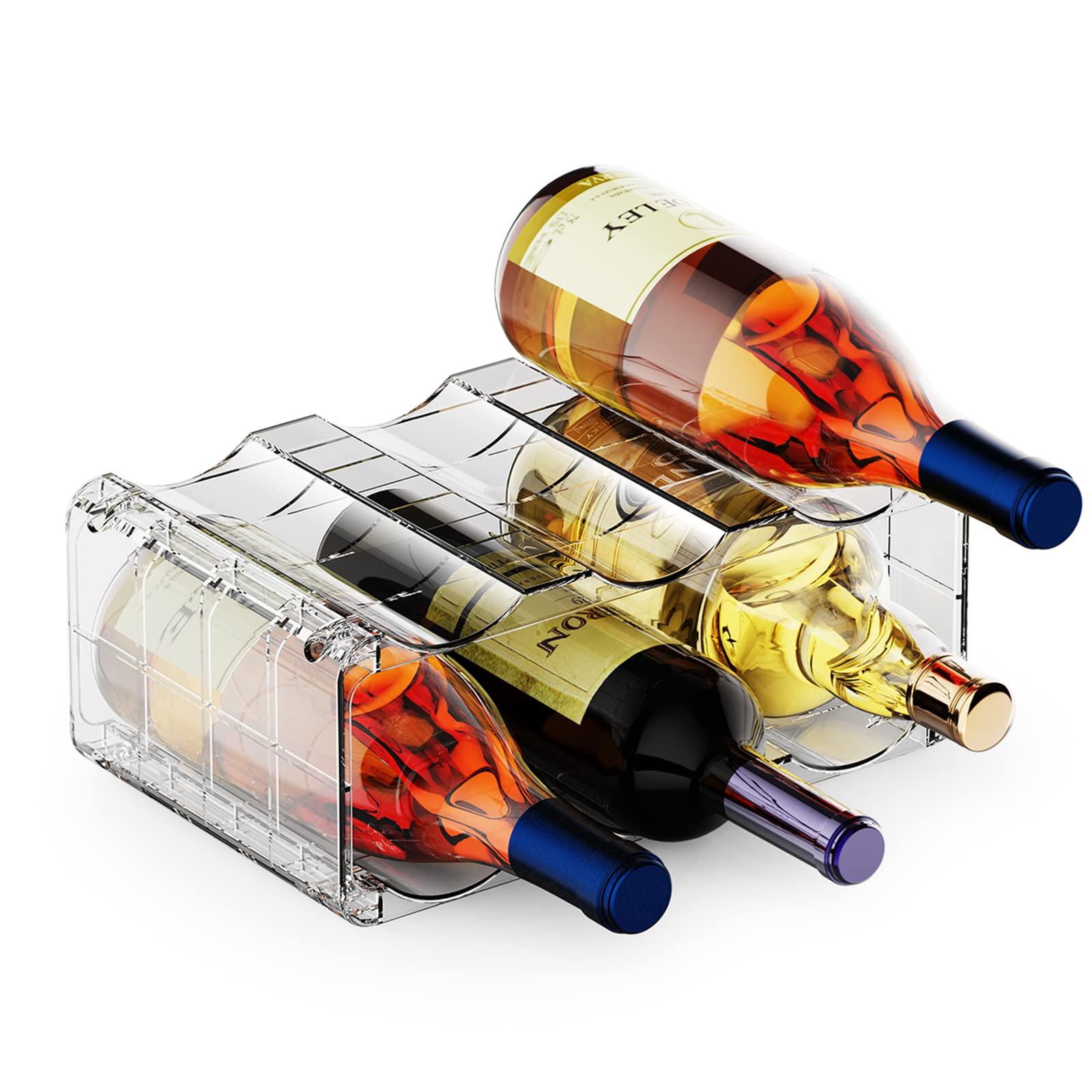 BOPai clear wine rack for fridge holds six bottles neatly to save space