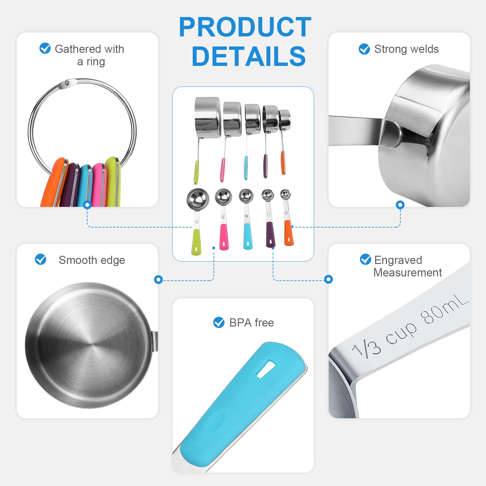 Bopei measuring set is dishwasher-safe for quick cleanup after meals.