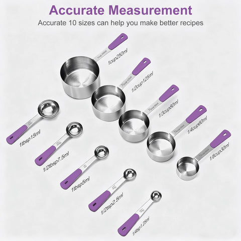 Bopei cups and spoons with color-coded handles for quick, error-free measuring.